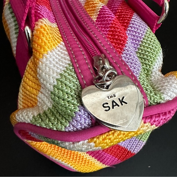The Sak Rainbow Colors Knit Woven Pink Purse Hand Bag 10 Year Anniversary - Picture 6 of 10